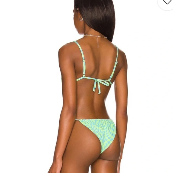 New! It’s Now Cool x free people checkered wave green blue bikini 14316 - Picture 3 of 14
